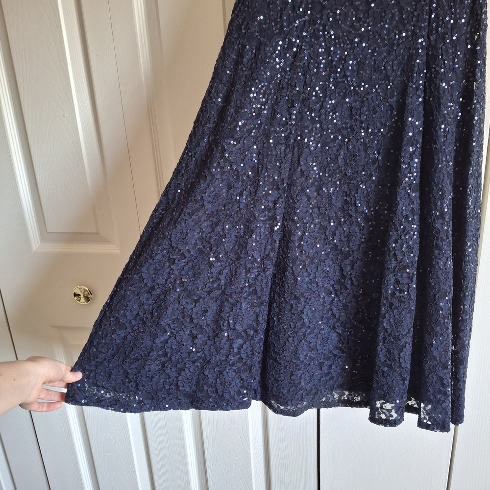 SLNY Navy Sequin Midi Dress - Picture 16 of 16